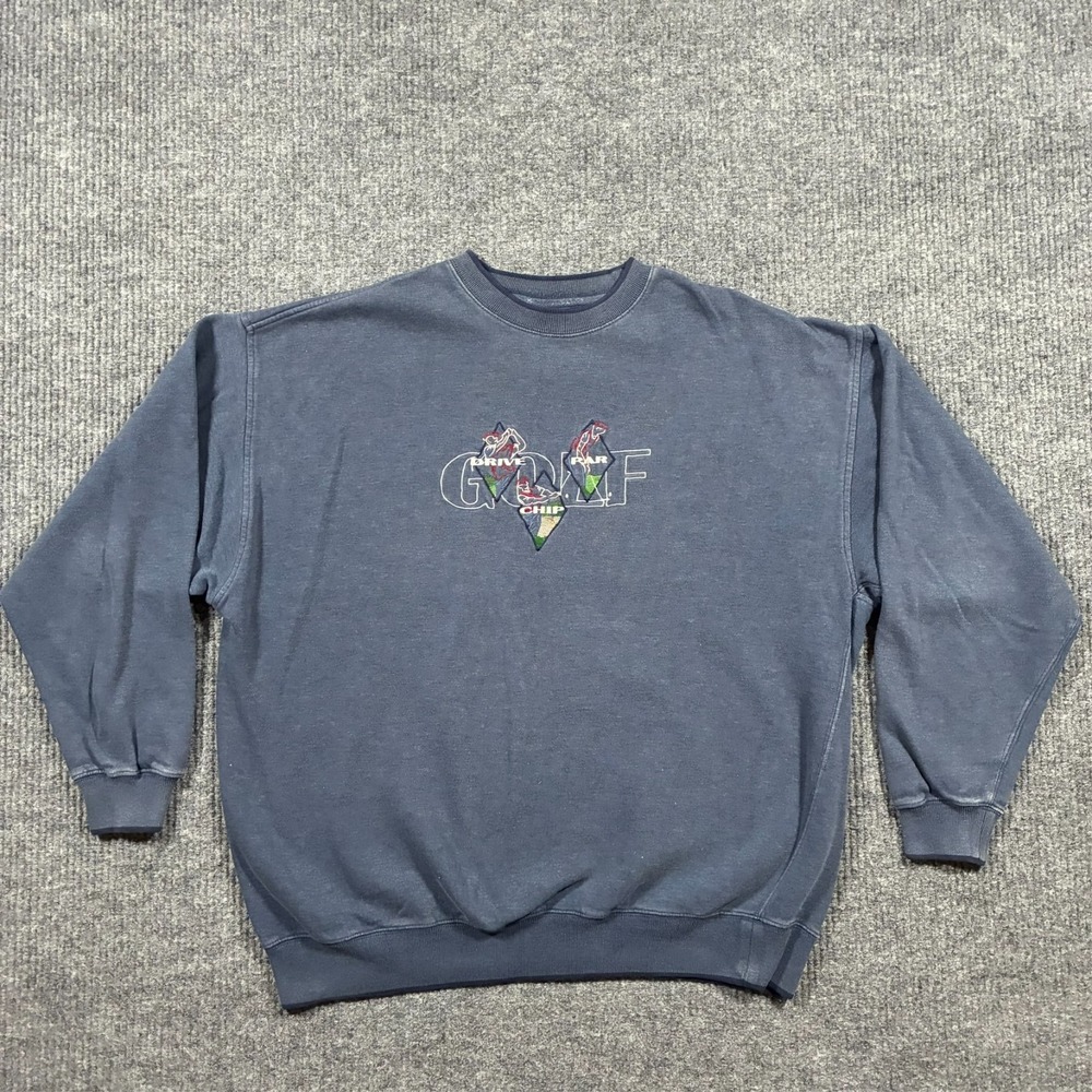 Vintage M&C Sport Mens Golf Sweatshirt 2XL Blue Embroidered Crewneck Activewear